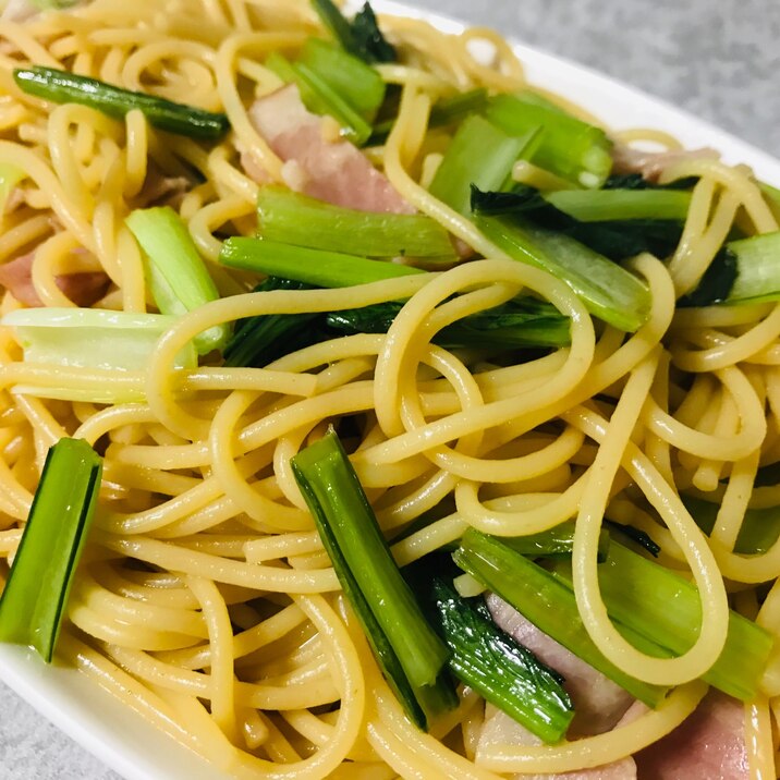 小松菜とベーコンの和風パスタ レシピ 作り方 By Seal S 楽天レシピ